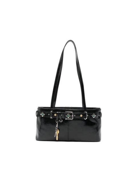 gemstone-embellished buckled shoulder bag