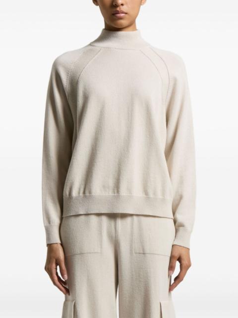 high-neck raglan-sleeve sweater