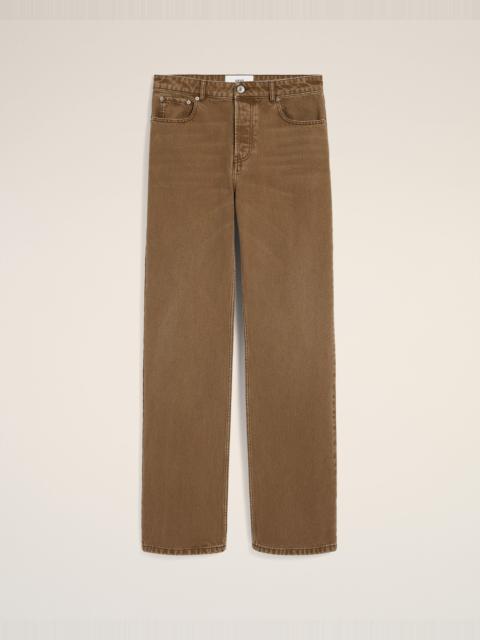 BROWN COTTON LARGE FIT JEANS