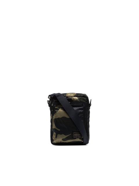 Vertical camouflage-print shoulder bag