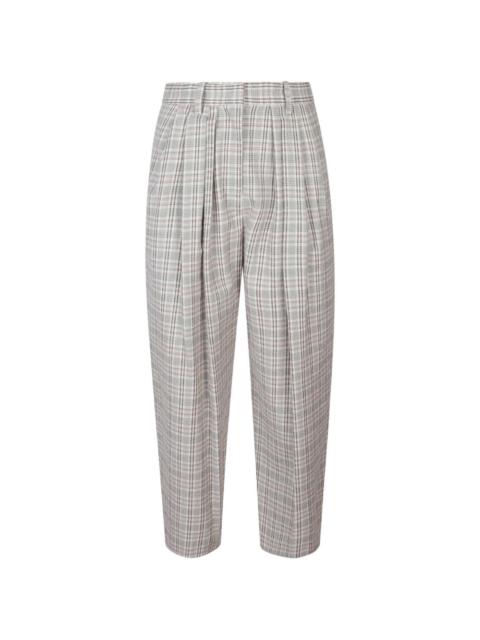 pleated check-pattern trousers