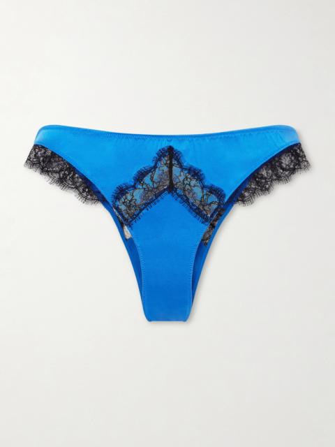 Lace-trimmed Silk-satin Briefs