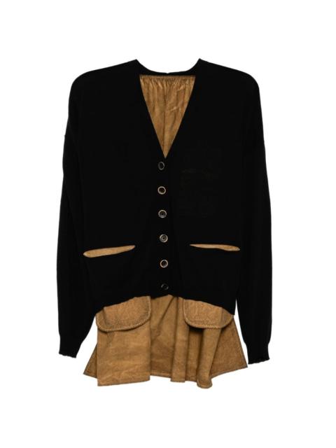 panelled crepe cardigan