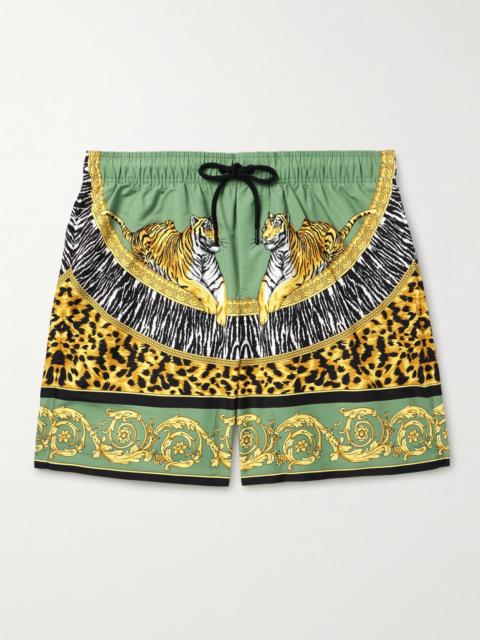 Straight-Leg Mid-Length Printed Swim Shorts Green