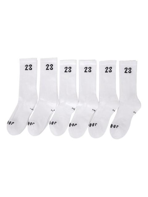 Air Jordan Solid Color Numeric Athleisure Casual Sports Socks Couple Style 6 White DH4287-100