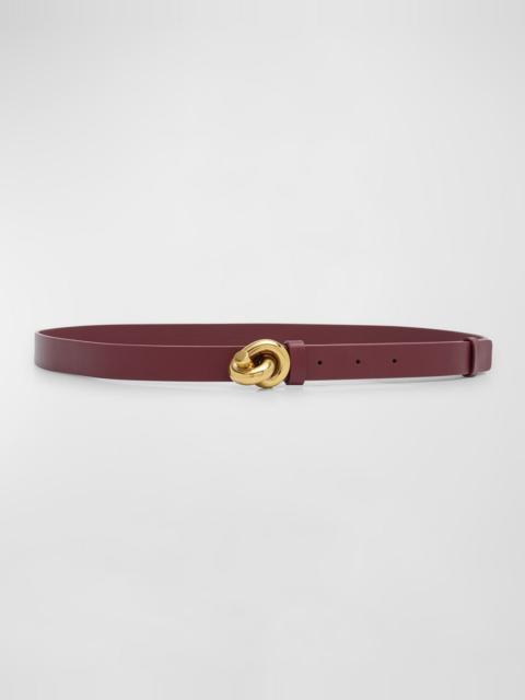 Brass Knot Skinny Leather Belt