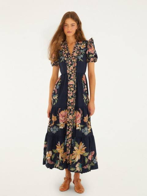 Dark Blue Maira Floral Short Sleeve Maxi Dress