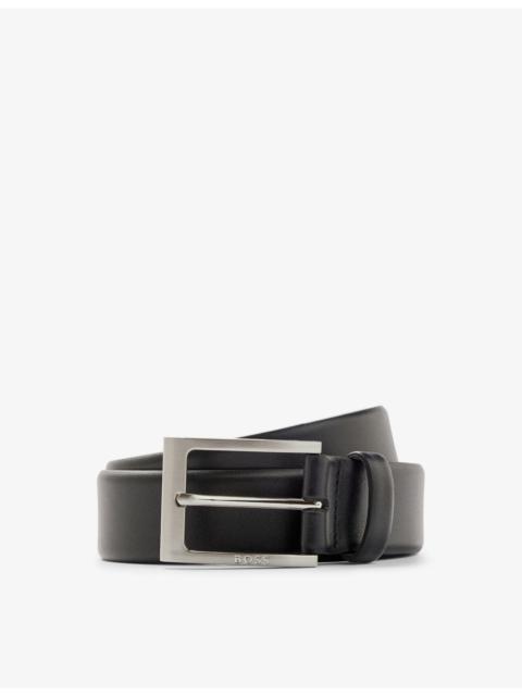 Logo-embossed leather belt