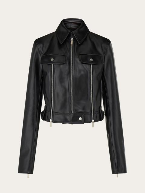 Biker jacket with vertical zip detail