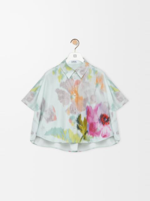 Short sleeve trapeze shirt in cotton and silk
