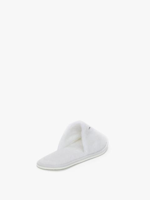 VB Embroidered Towelling Slippers In White