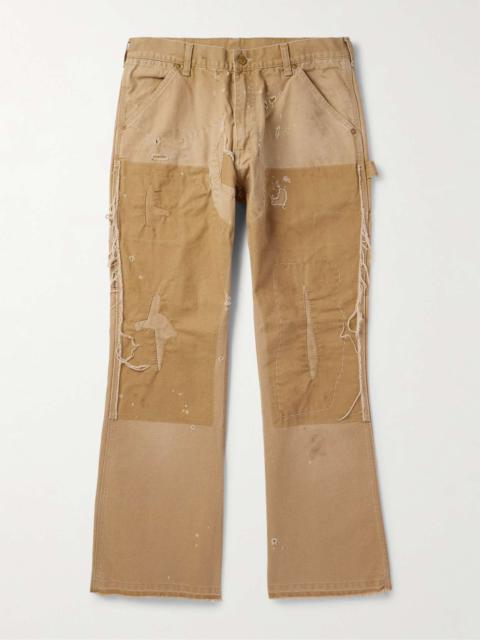 Bootcut Distressed Cotton-Canvas Trousers