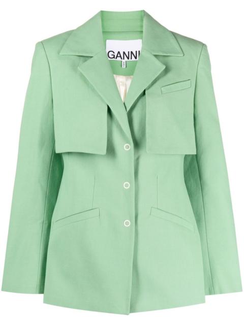 GANNI single-breasted spread collar blazer REVERSIBLE