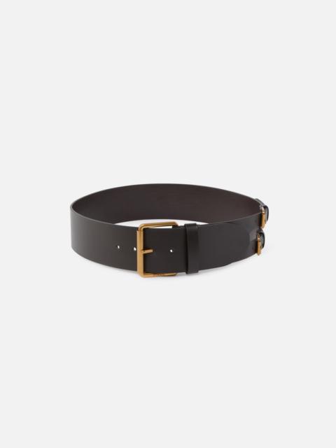 SMOOTH LEATHER BELT WITH STRAPS, 6 CM