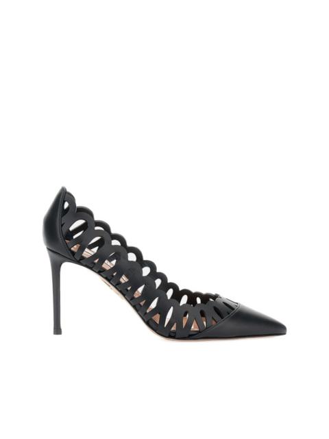 85mm perforated leather pumps