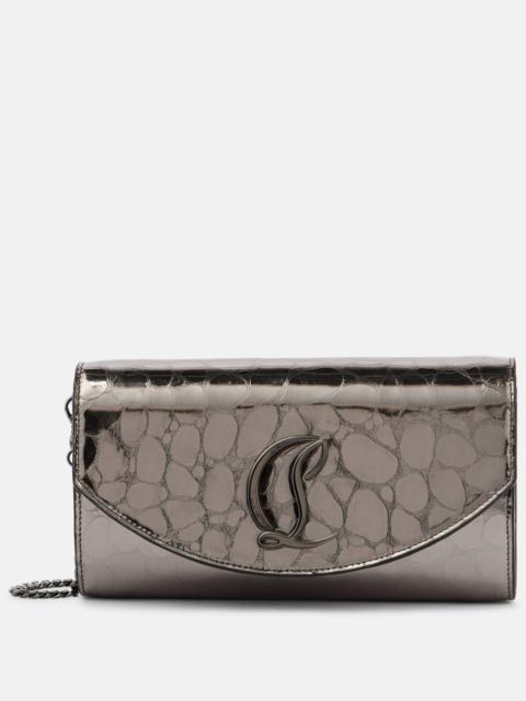 Loubi54 metallic leather wallet on chain