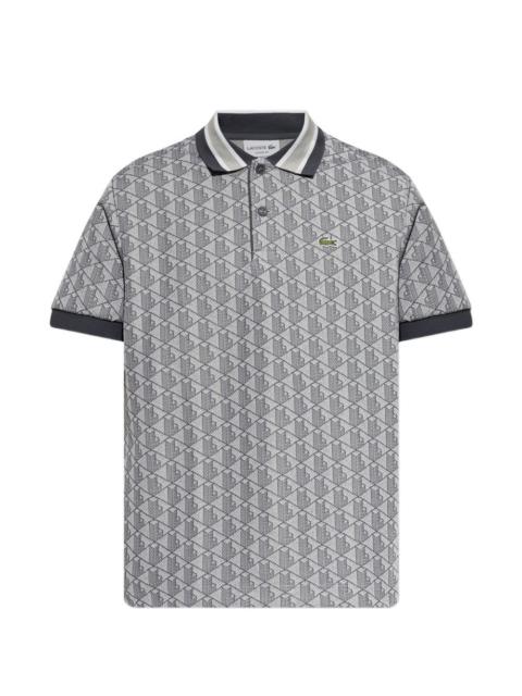geometric-print polo shirt