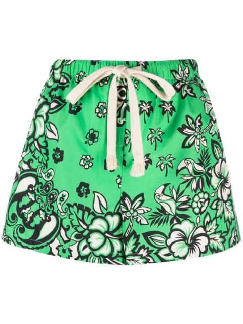 floral-print drawstring shorts