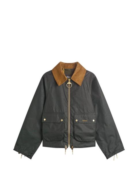 Marron patch-pocket zip-fastening jacket