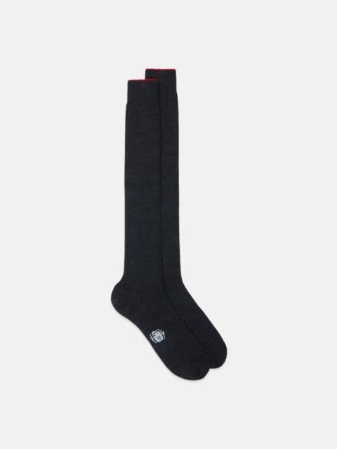 MADE-IN-ITALY CHARCOAL OVER-THE-CALF MERINO WOOL SOCKS