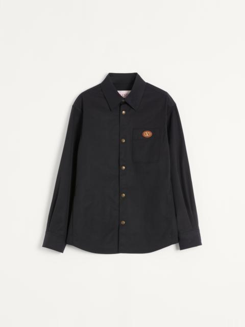 NYLON SHIRT JACKET WITH RUBBERIZED V DETAIL