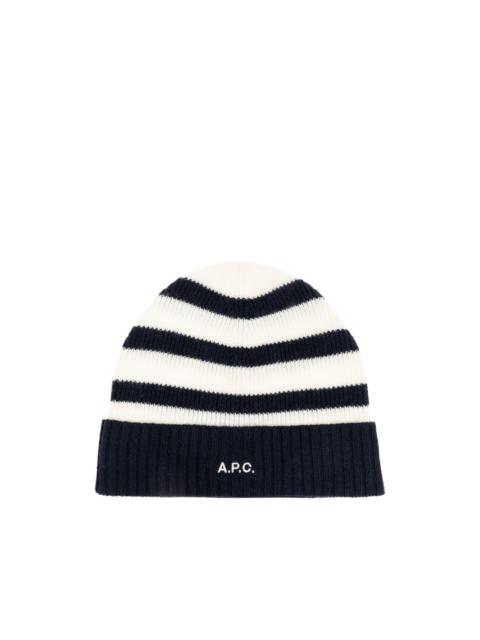 striped ribbed beanie