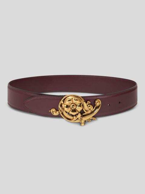 LEATHER BELT WITH FLORAL BUCKLE