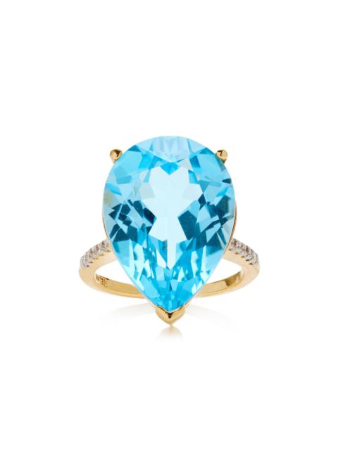 14K Yellow Gold Topaz Ring blue