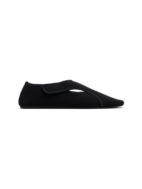 Black Neoprene Ballerina Flats