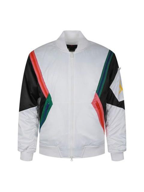 Air Jordan WINGS MA-1 Casual Sports Colorblock Stand Collar Jacket White CD5458-100
