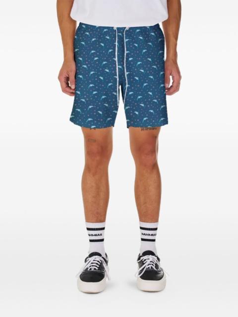 dolphin-print swim trunks