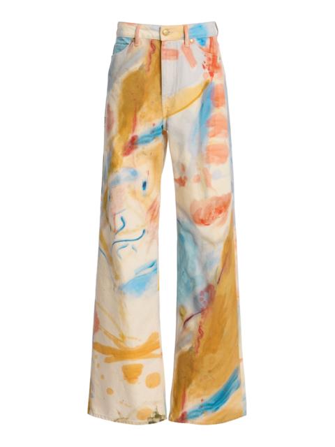 Willow Printed Denim Wide-Leg Jeans multi