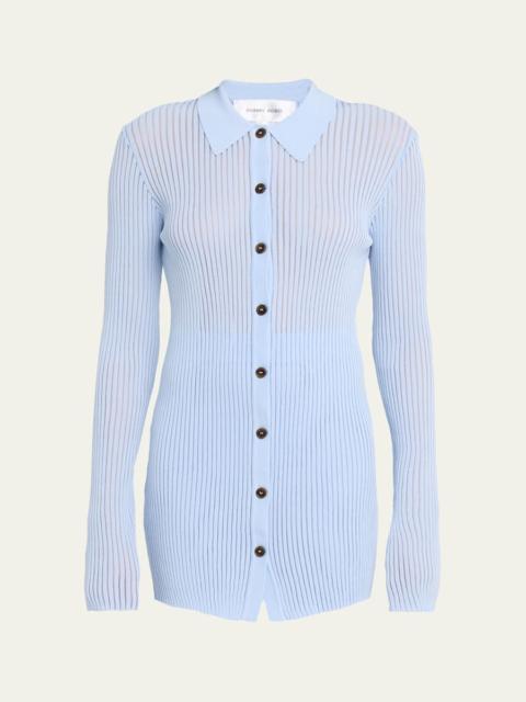 Denzel Ribbed Flare-Sleeve Cardigan