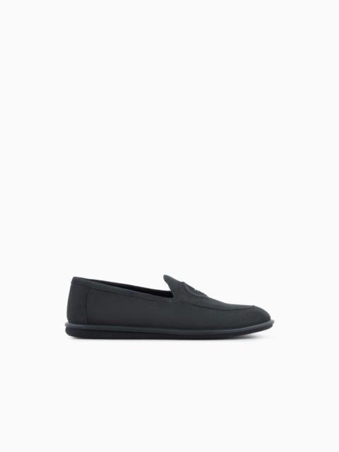 SUEDE LOAFERS WITH EMBROIDERED LOGO