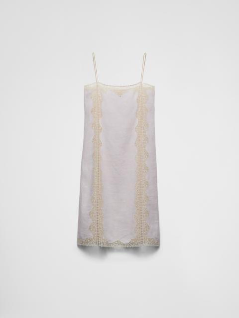 Embroidered, lace-trimmed linen dress