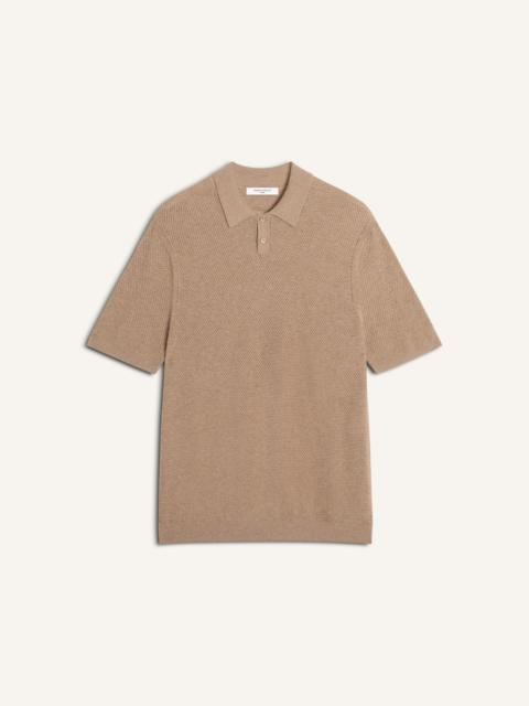 TEXTURED MERINO COTTON SHORT SLEEVE POLO