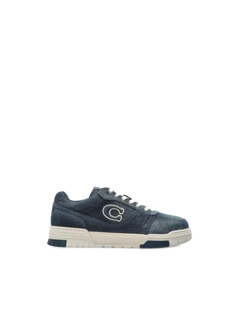 denim-effect logo-patch sneakers