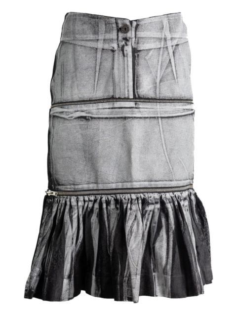 zip-detail ruffled skirt