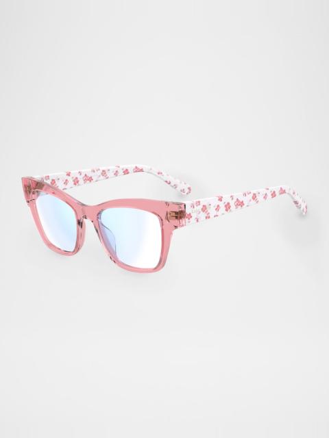 myno cat eye blue block reading glasses, 2.0 strength