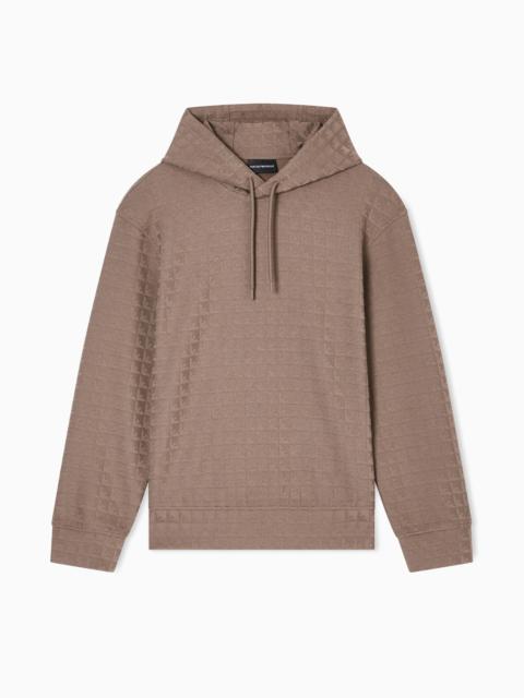 ASV LYOCELL-BLEND JACQUARD JERSEY HOODED SWEATSHIRT WITH REPEATED EAGLE MOTIF