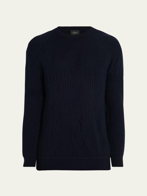 Men's Wool and Cashmere Cable Knit Crewneck Sweater