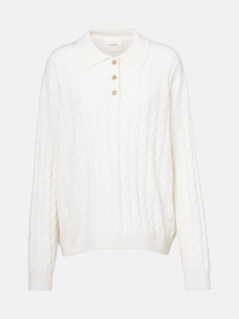 Magnolie cable-knit cashmere polo sweater