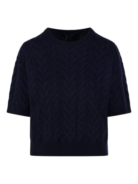 cable-knit short-sleeve jumper