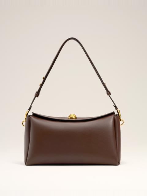 BROWN SMOOTH LEATHER CARROUSEL MEDIUM BAG