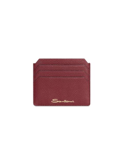 Red tumbled leather credit card holder