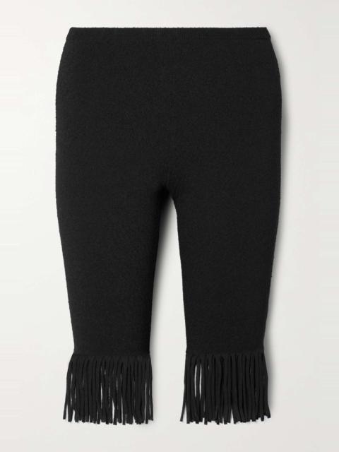 Fringed stretch-knit shorts