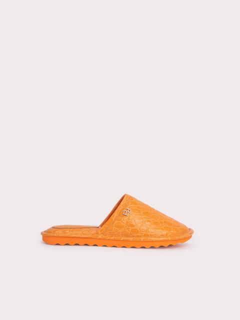 Larry Orange Circular Croco Embossed Leather