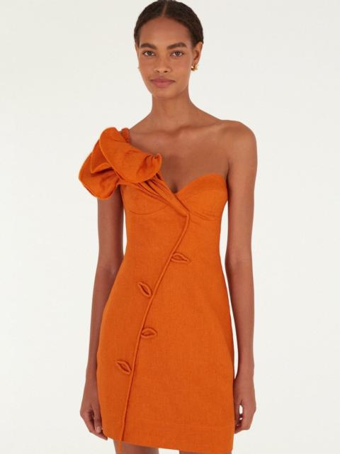 Orange Flower Euroflax Premium Linen Mini Dress