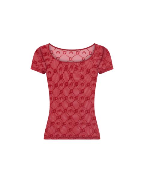 MOONOGRAM MESH FLOCK SS ROUNDNECK TOP