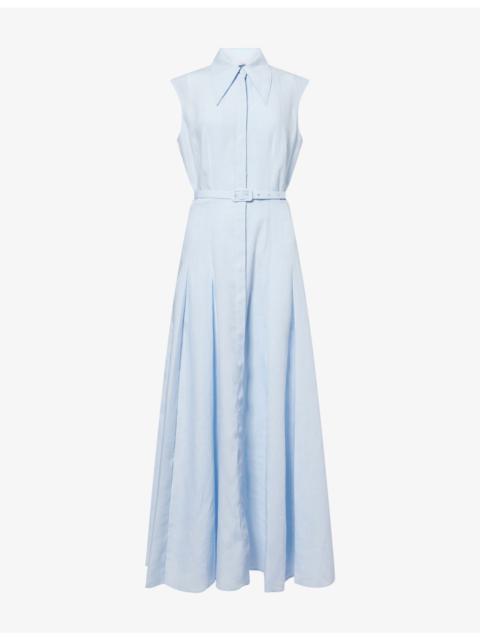 Durand Sleeveless Belted Linen Shirt Dress